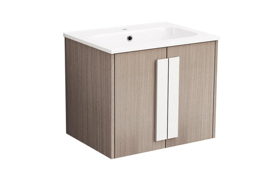 Ντουλάπι μπάνιου με νιπτήρα Alyssa 6879 άσπρο γυαλιστερό + δρυς evok