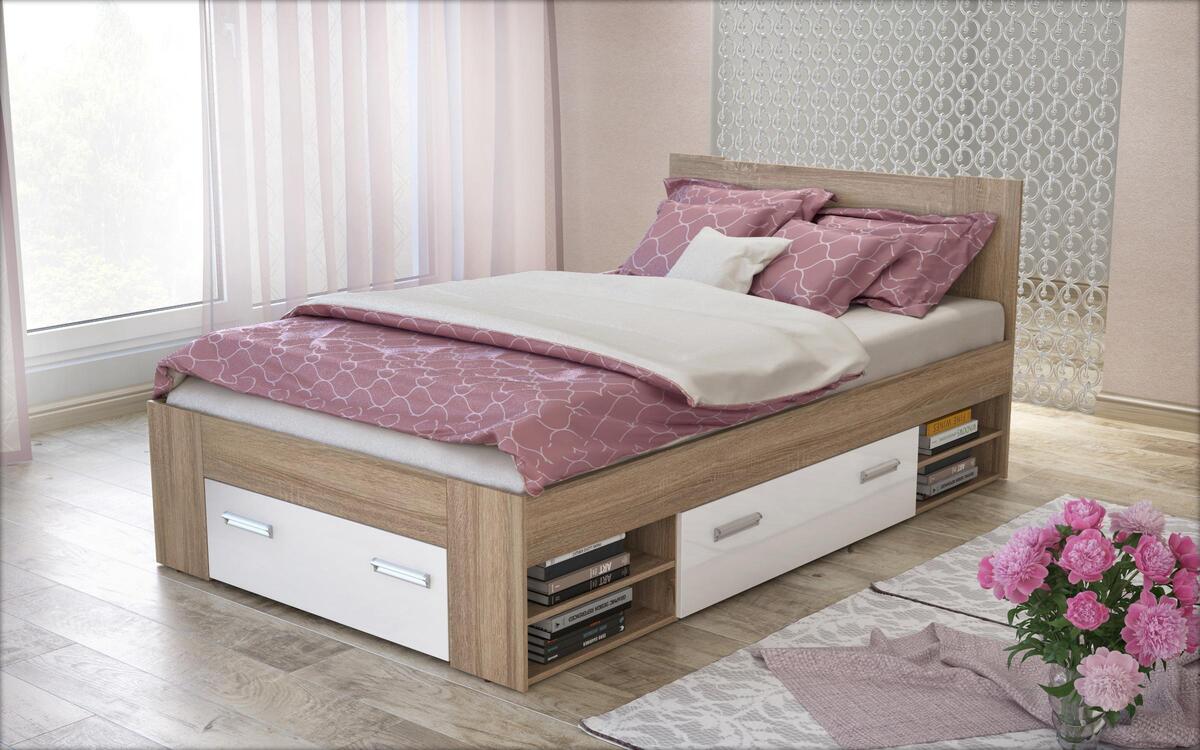 saketi italy - double bed and drawers lucas