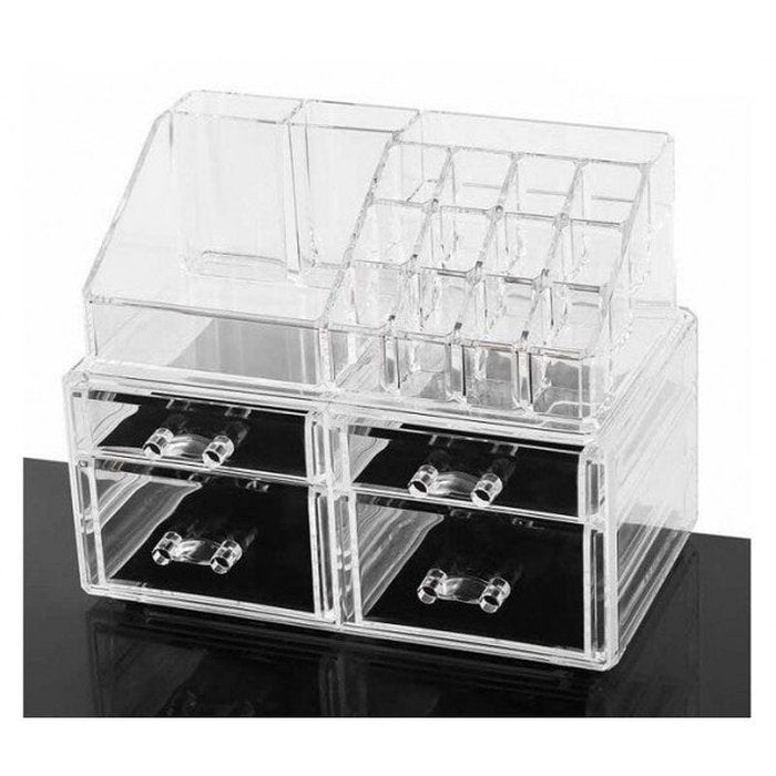saketi italy - transparent jewelry box for jewelry and cosmetics with 4 drawers