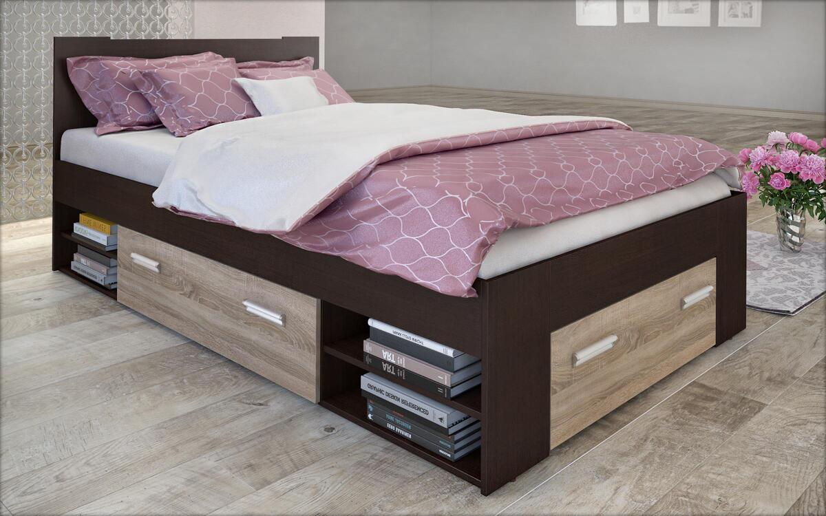 saketi italy - semi-double bed and drawers lucas