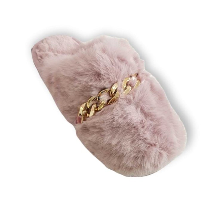 saketi italy - women's slipper with fur and thin chain